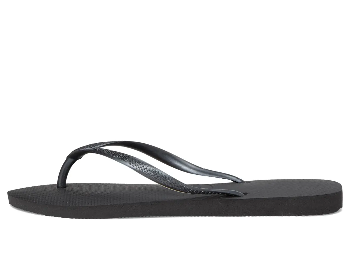 Havaianas Women's Slim Flip Flops Sandals - Black, 7/8 | Cushioned rice pattern sole for summer comfort - view 5