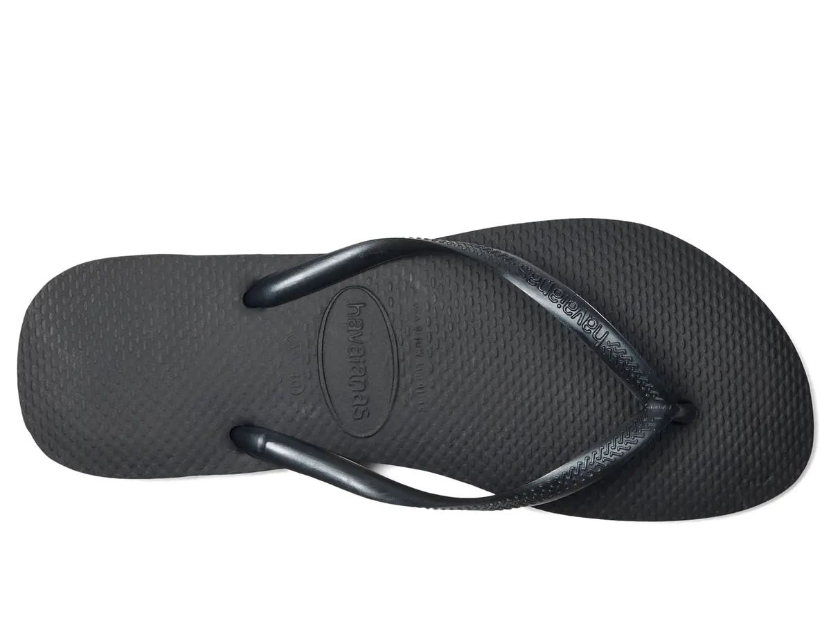 Havaianas Women's Slim Flip Flops Sandals - Black, 7/8 | Cushioned rice pattern sole for summer comfort - view 3