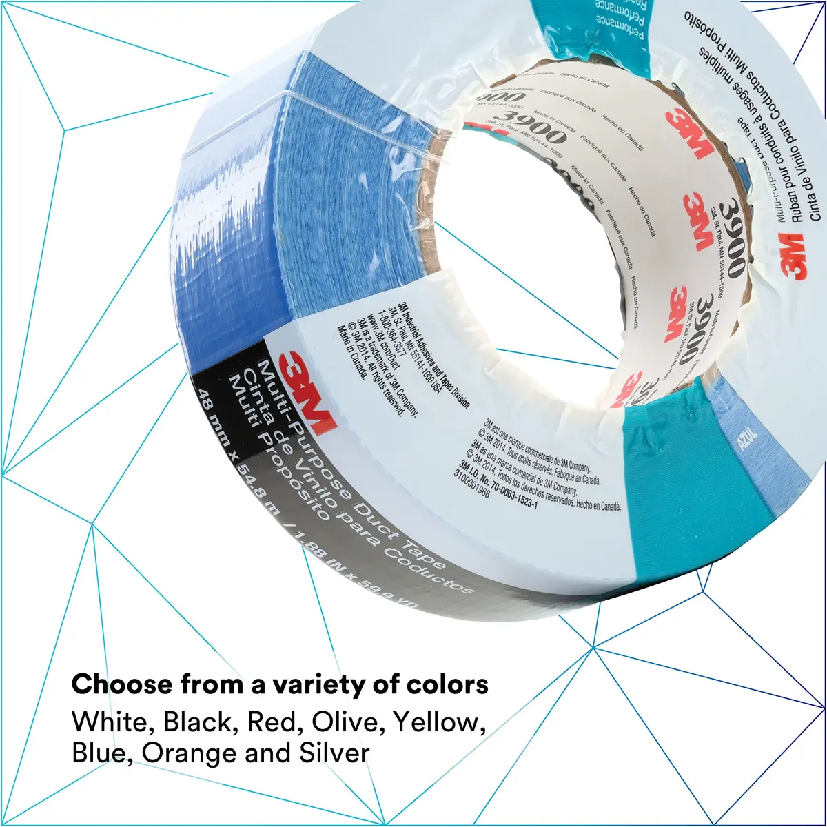 3M Multi-Purpose Duct Tape 3900 White 48mm (1.89in) x 54.8m (60yd) | Water Resistant Adhesive Tape - view 4