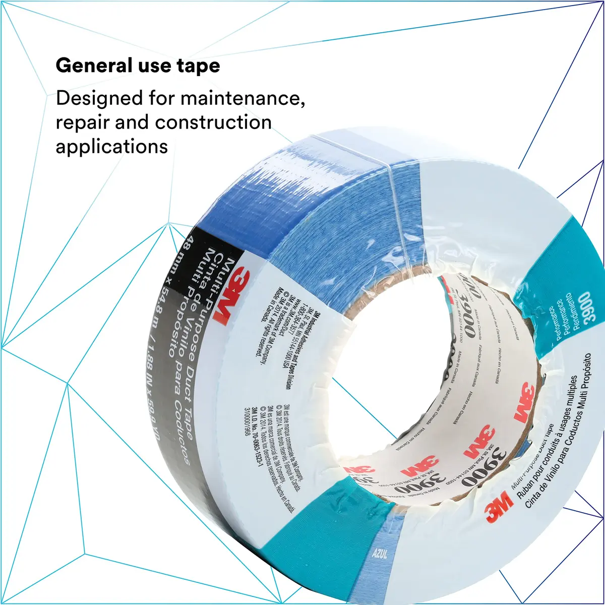 3M Multi-Purpose Duct Tape 3900 White 48mm (1.89in) x 54.8m (60yd) | Water Resistant Adhesive Tape - view 2