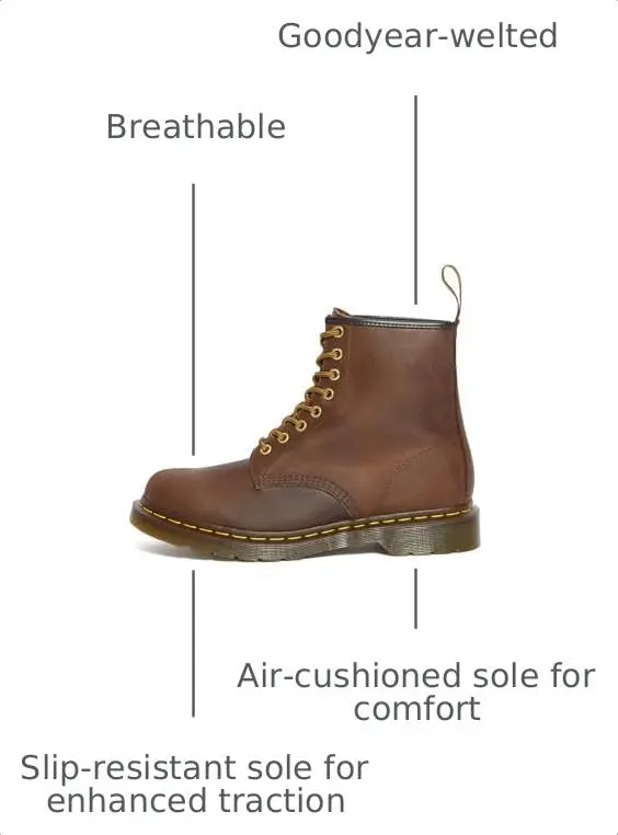 Dr. Martens 1460 Crazy Horse Leather Boots | Classic 8-Eye Design, Brown, US 14 Men / Women 15 - view 3