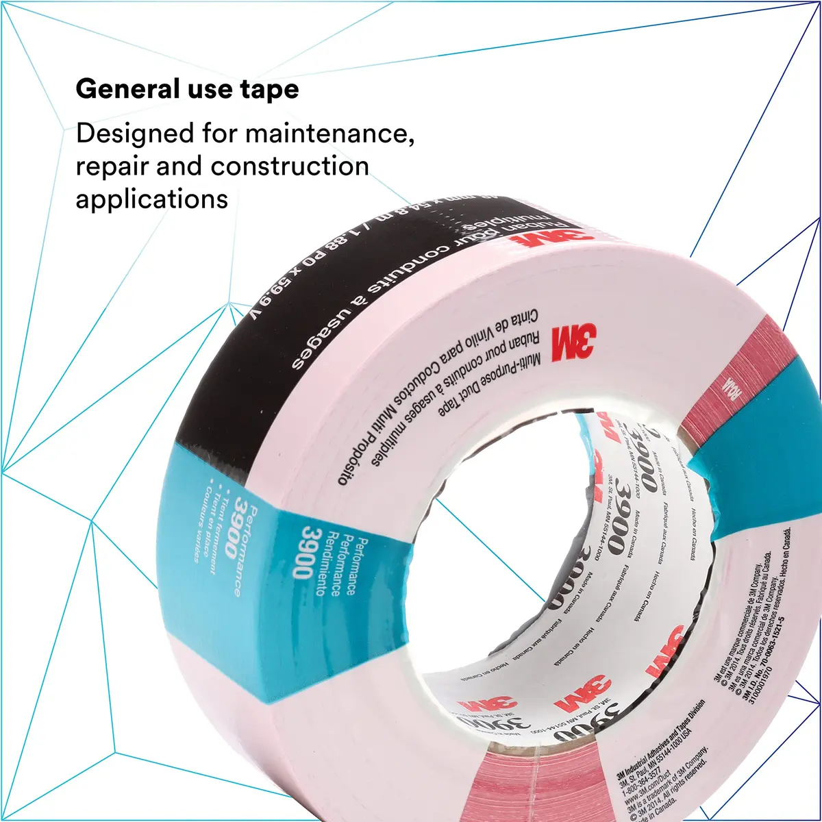 3M Multi-Purpose Duct Tape 3900 | Water Resistant Rubber Adhesive, 48mm x 54.8m, Red - view 2