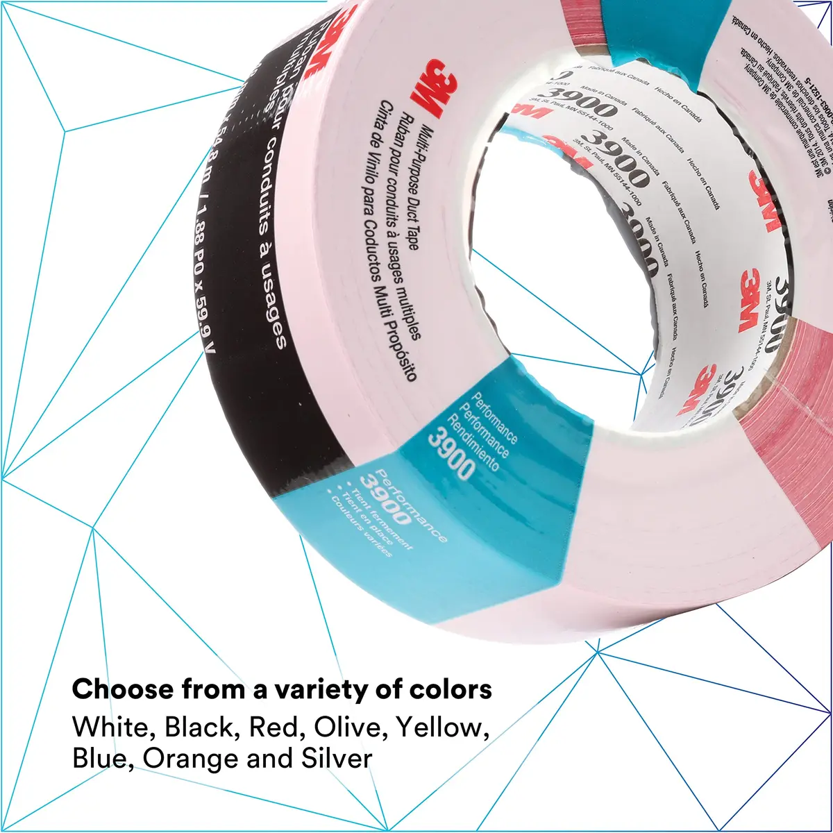 3M Multi-Purpose Duct Tape 3900 | Water Resistant Rubber Adhesive, 48mm x 54.8m, Red - view 3