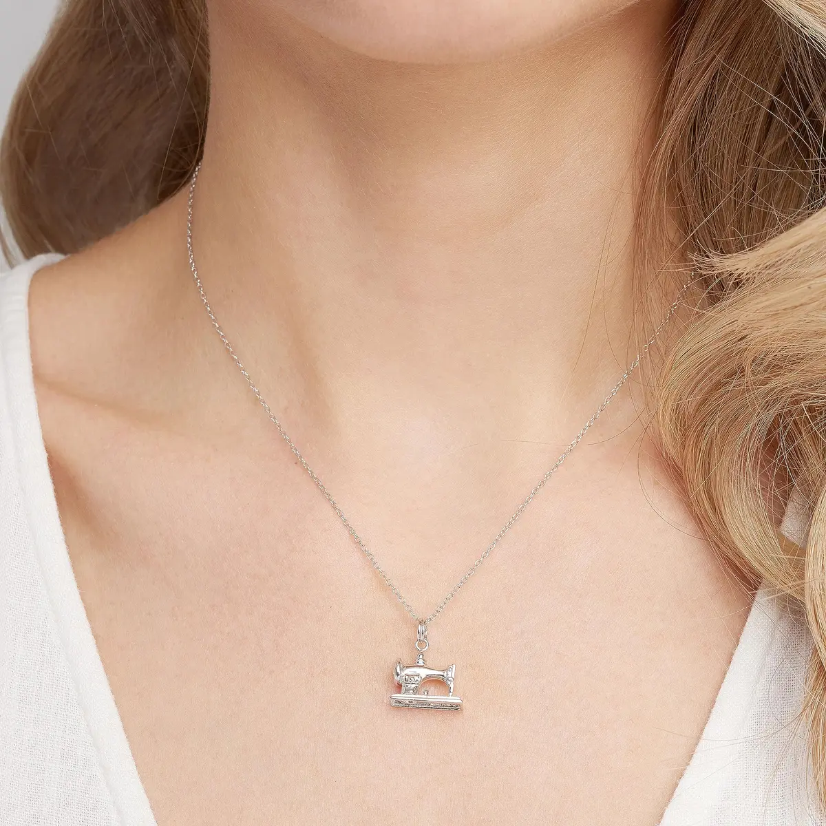 Morgan & Paige Silver Rhodium Plated Sewing Machine Charm | Feminine & Durable (70-120 chars) - view 2
