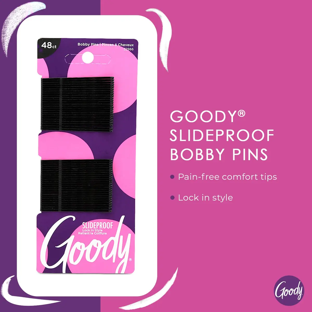 Goody Slideproof Women's Bobby Pin - 48 Count, Crimpled Black - 2 Inch Pain-Free Pins to Style and Secure All Hair Types - view 2