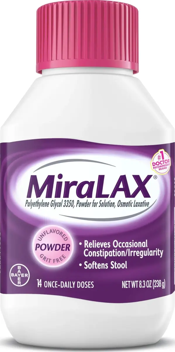 MiraLAX Gentle Constipation Relief Powder, PEG 3350, 14 Doses | Physician Recommended Osmotic Laxative - main product image