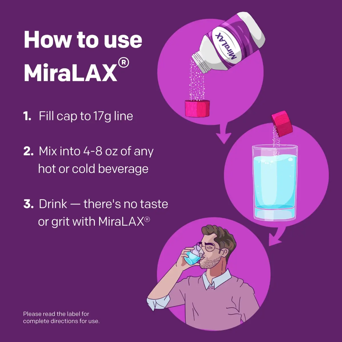 MiraLAX Gentle Constipation Relief Powder, PEG 3350, 14 Doses | Physician Recommended Osmotic Laxative - view 4