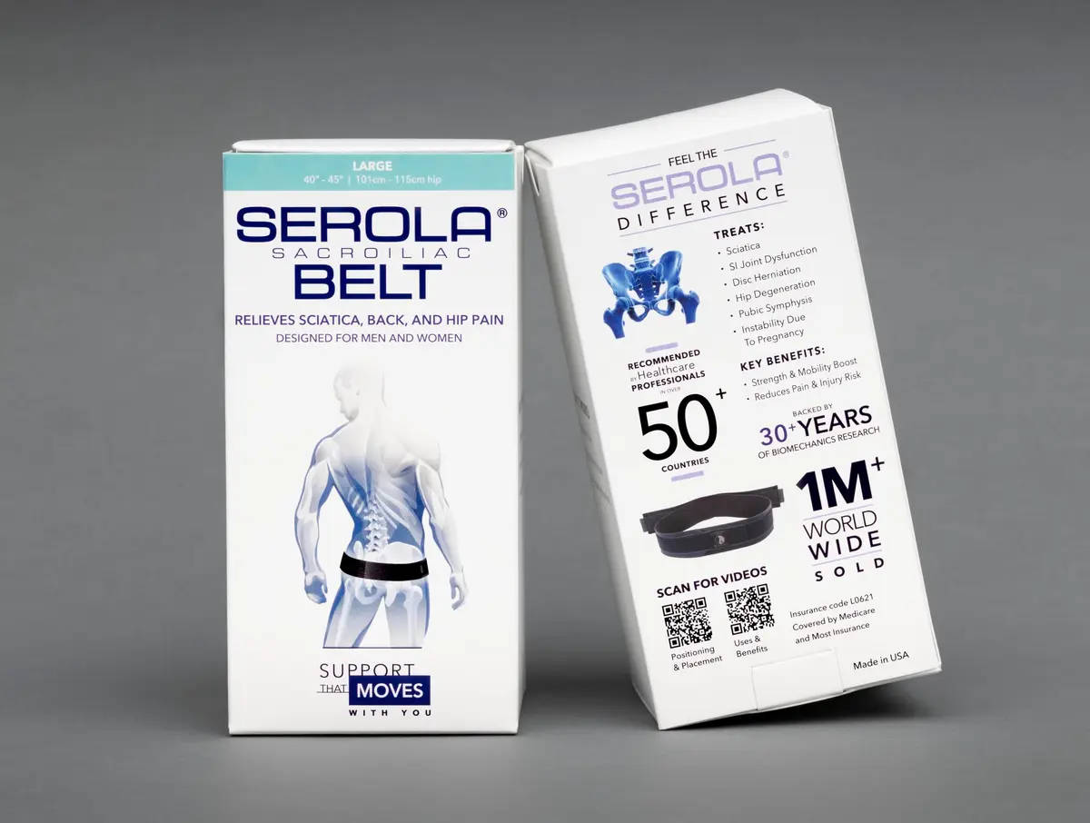 Serola Sacroiliac Belt Large (114cm / 45") for SI Joint Dysfunction, Lower Back, Pelvic & Hip Support | Non-Slip Adjustable Brace - view 2