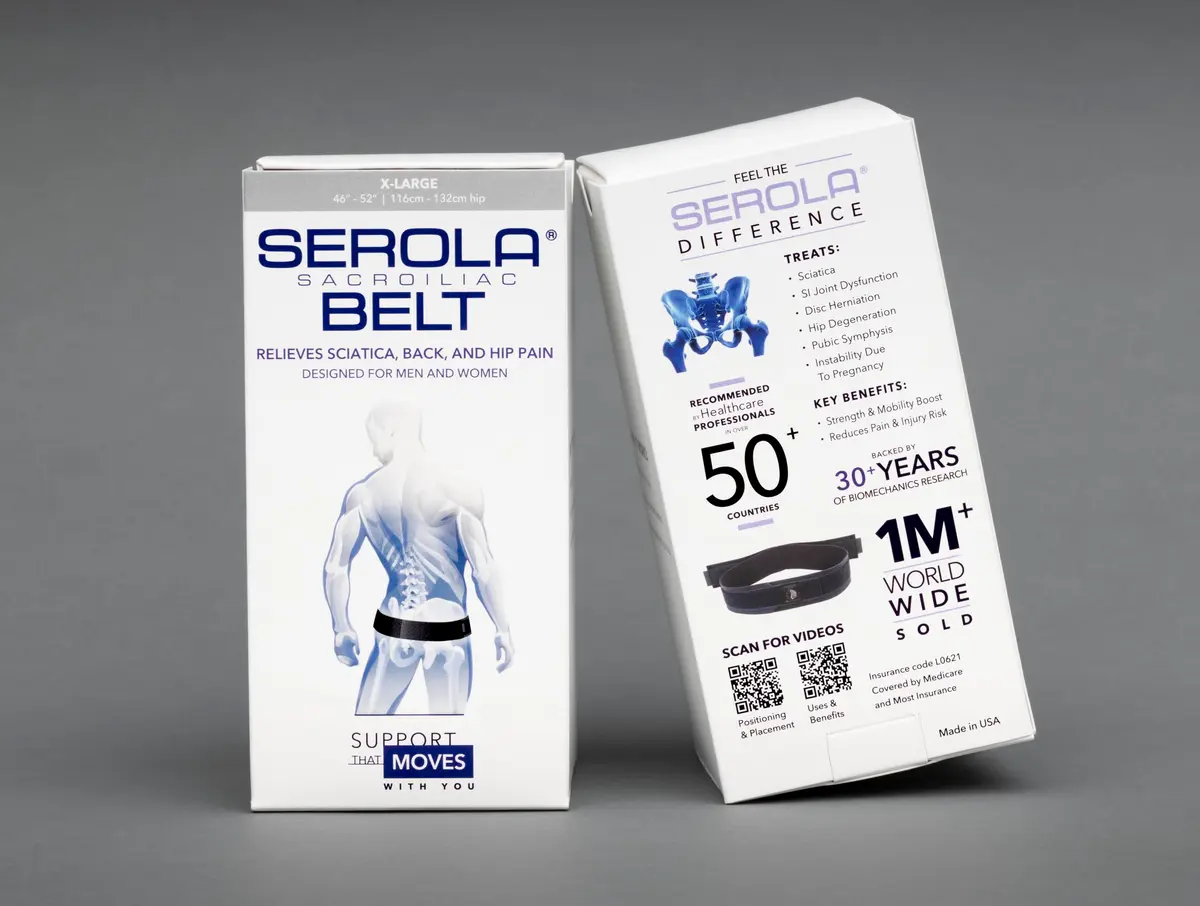 Serola Sacroiliac Belt X-Large (52" Waist) | SI Joint Dysfunction Support Brace for Lower Back Pain Relief - view 3