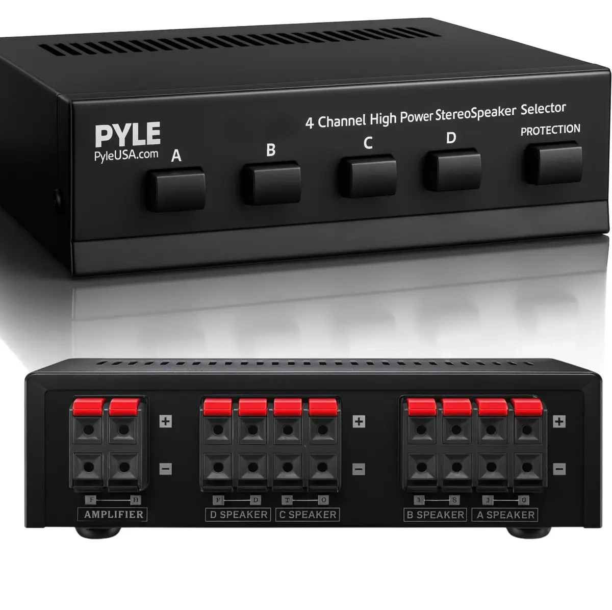 Pyle 4-Channel High Power Stereo Speaker Selector - A/B/C/D | 4 Pairs of Speakers, 100W/Channel, 14-Gauge Wires - main product image