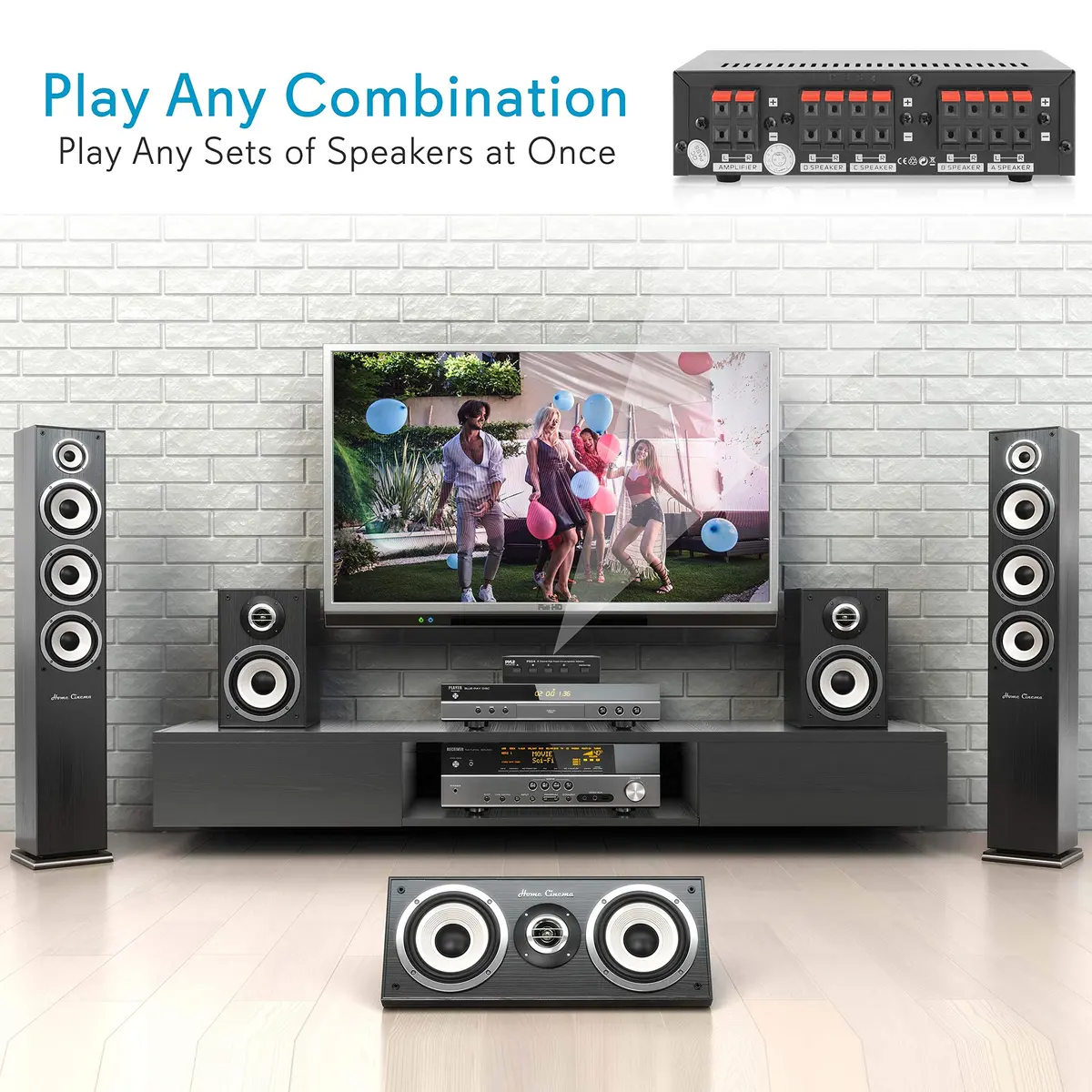 Pyle 4-Channel High Power Stereo Speaker Selector - A/B/C/D | 4 Pairs of Speakers, 100W/Channel, 14-Gauge Wires - view 6