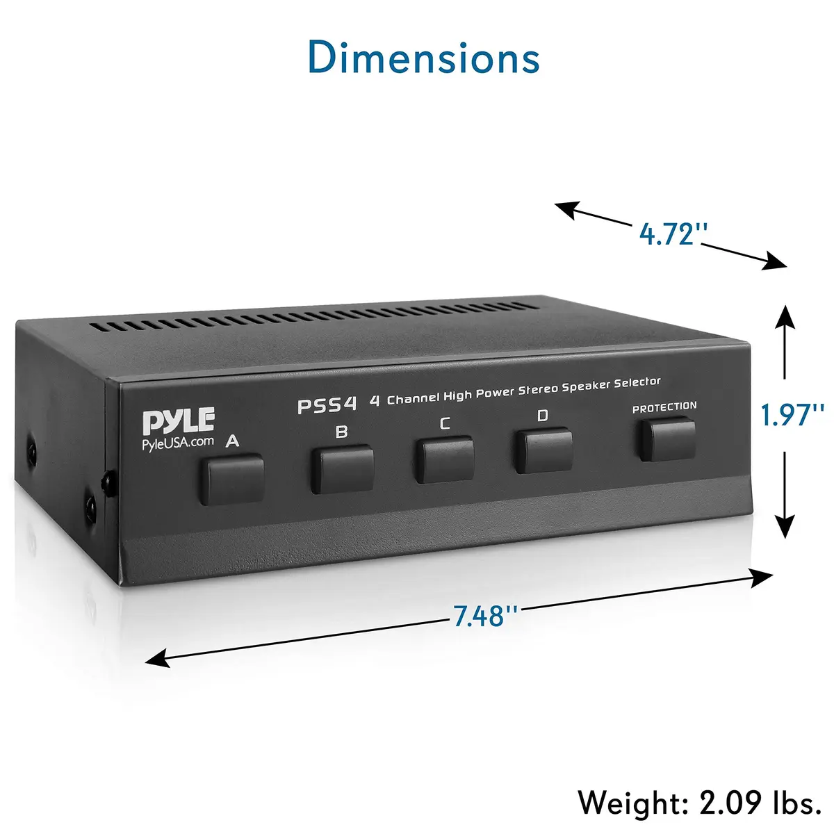 Pyle 4-Channel High Power Stereo Speaker Selector - A/B/C/D | 4 Pairs of Speakers, 100W/Channel, 14-Gauge Wires - view 9