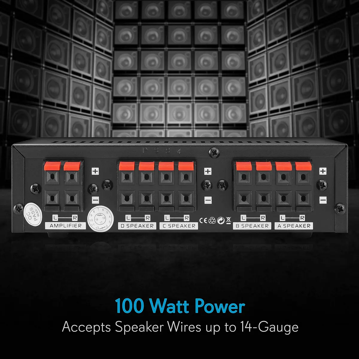 Pyle 4-Channel High Power Stereo Speaker Selector - A/B/C/D | 4 Pairs of Speakers, 100W/Channel, 14-Gauge Wires - view 3