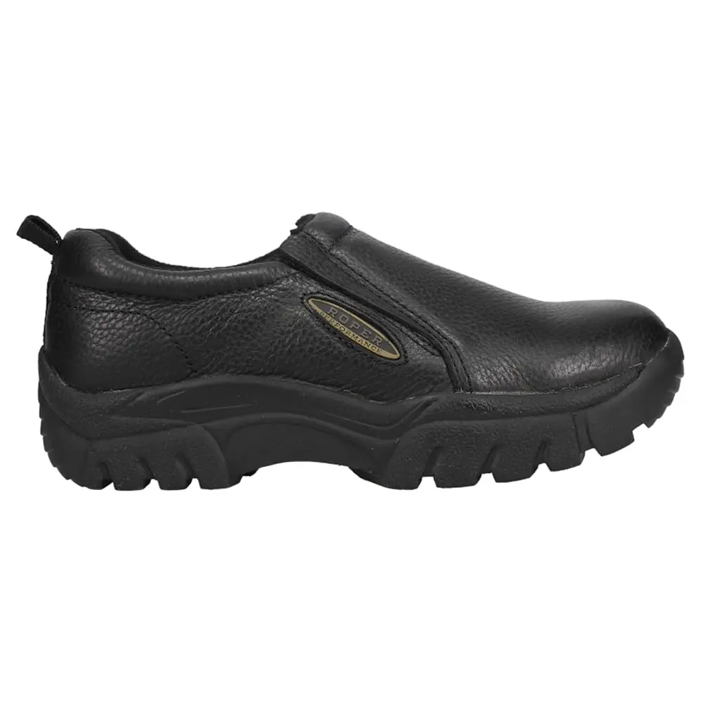 ROPER Performance Slip On Casual Shoes - Black - Size 8.5 M | Oiled Leather, Non-Marking Rubber Sole - view 2