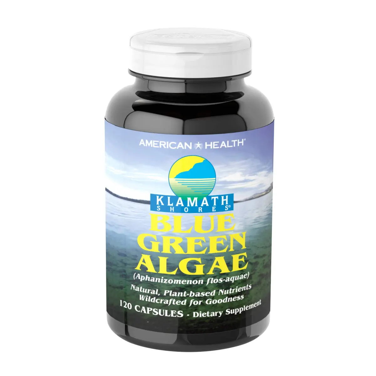 American Health Klamath Shores Blue Green Algae Capsules, 120 Servings | Wildcrafted, Vegan, Sugar-Free - main product image