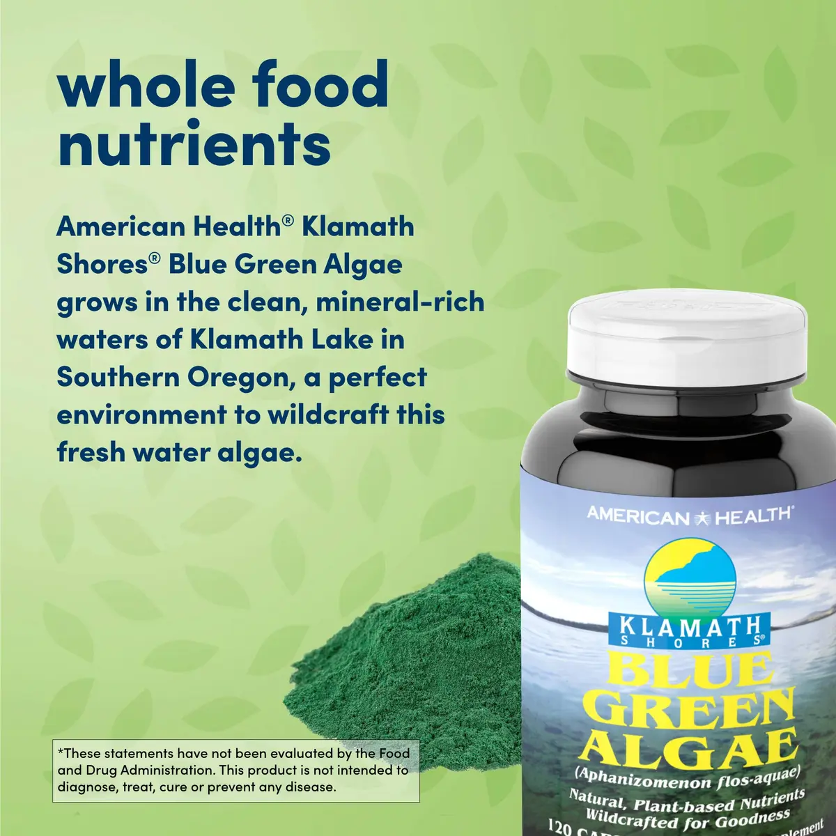 American Health Klamath Shores Blue Green Algae Capsules, 120 Servings | Wildcrafted, Vegan, Sugar-Free - view 4
