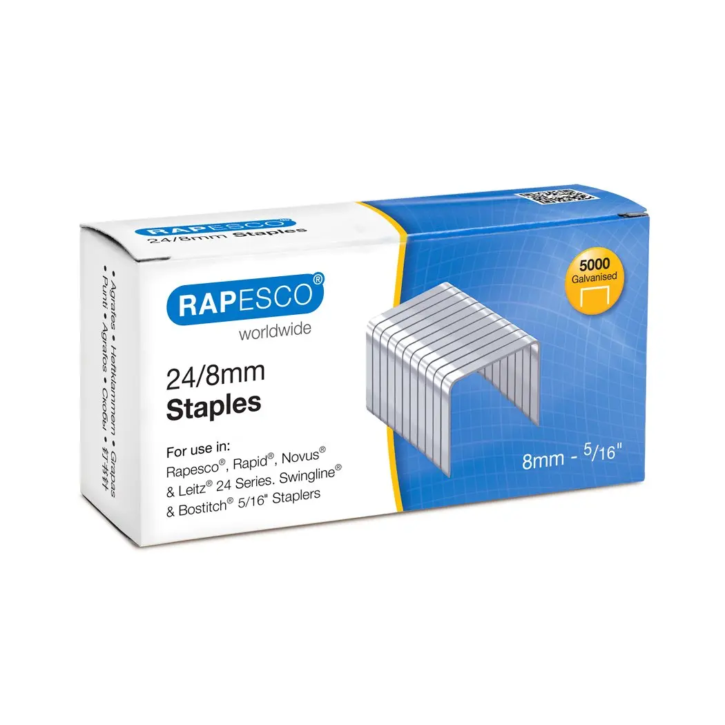 Rapesco Staples, 24/8 mm | High-Quality Galvanized Steel Staples for Office Use - main product image