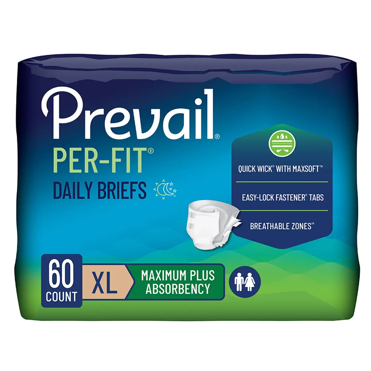 Prevail Per-Fit Daily Briefs XL | Heavy Absorbency Night & Day Comfort (70-120 chars) - main product image