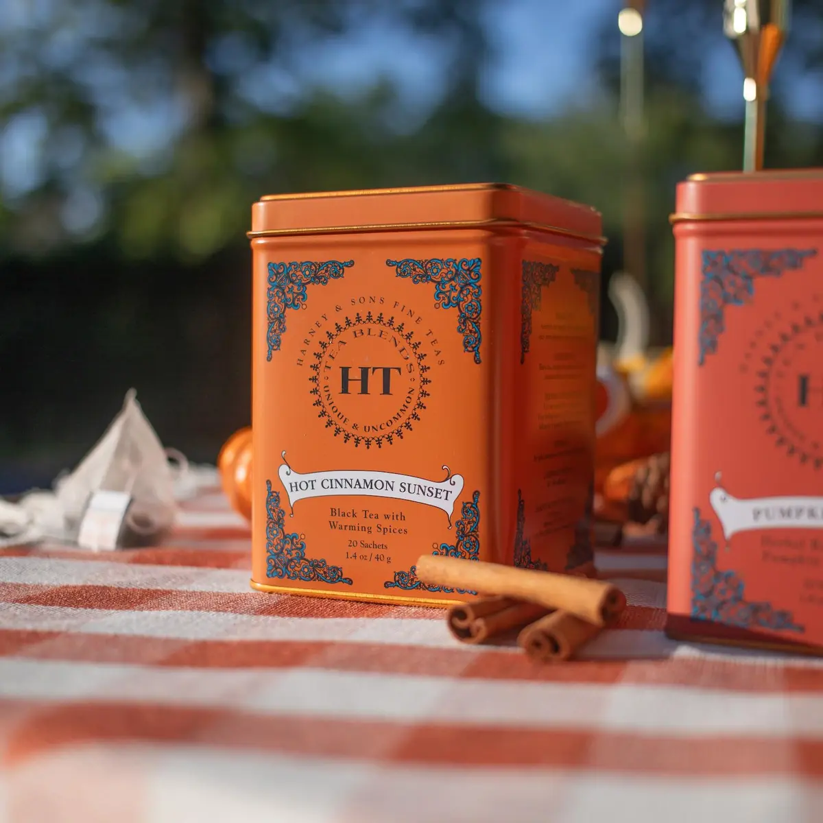 Harney & Sons Caffeinated Hot Cinnamon Sunset Black Tea with Orange and Cloves Tin 20 Sachets | Bold Spice Flavor, Hot or Iced (70-120 chars) - view 2