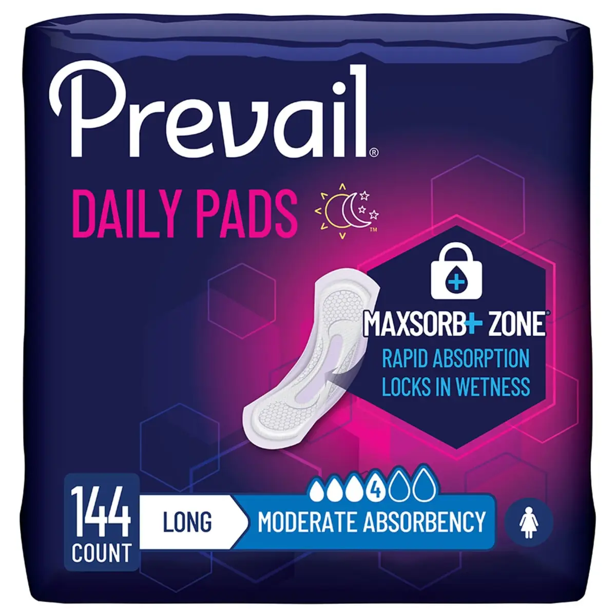 Prevail Daily Pads for Bladder Leaks Moderate Absorbency 35.5 cm (14 in) | Discreet Protection for Women - main product image
