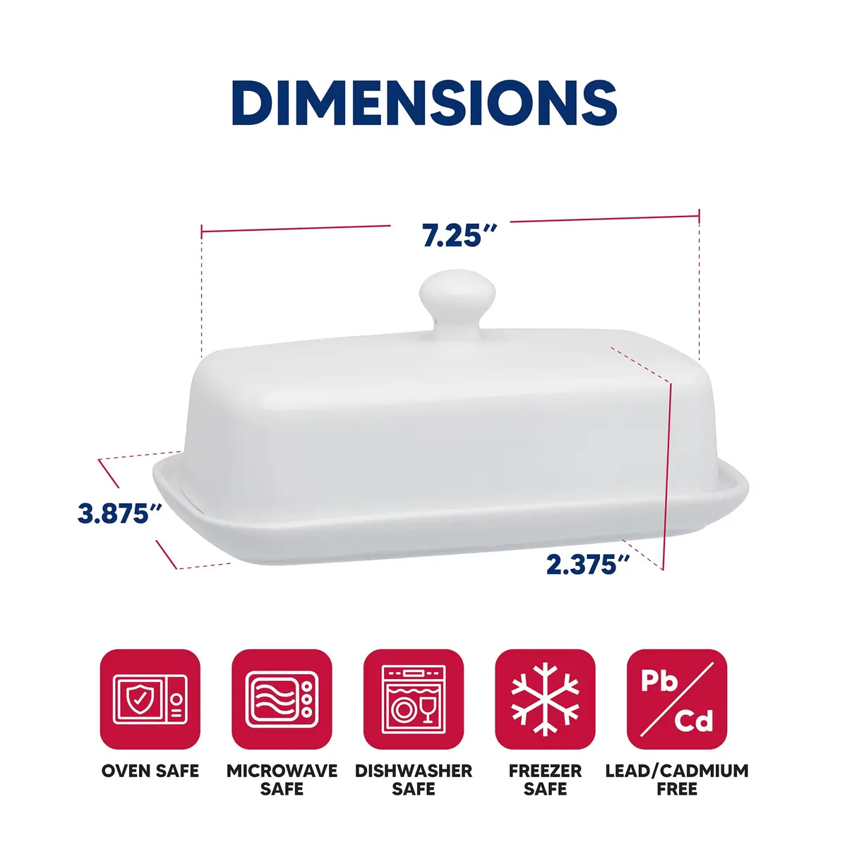 HIC Kitchen Butter Dish with Lid, Fine Porcelain | Elegant Serveware for All Butter Types in India - view 6