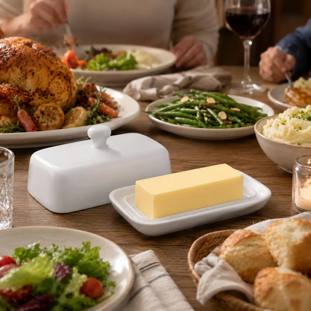 HIC Kitchen Butter Dish with Lid, Fine Porcelain | Elegant Serveware for All Butter Types in India - view 3