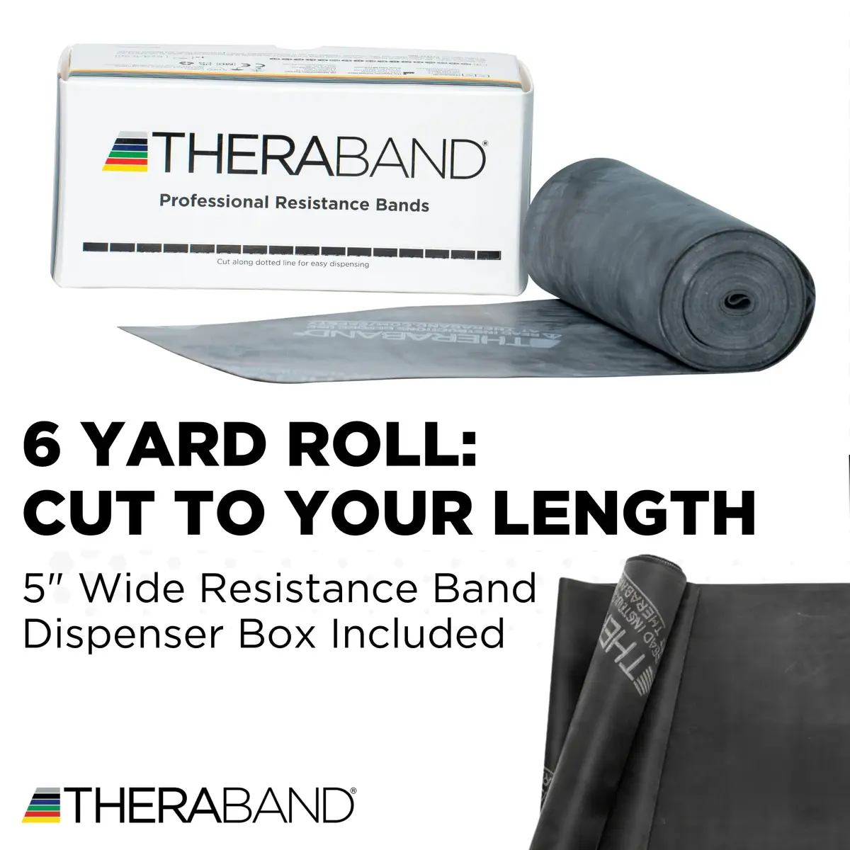 THERABAND Resistance Band Black, Special Heavy, 6-Yard Roll | Latex Exercise & Rehab Band - view 2