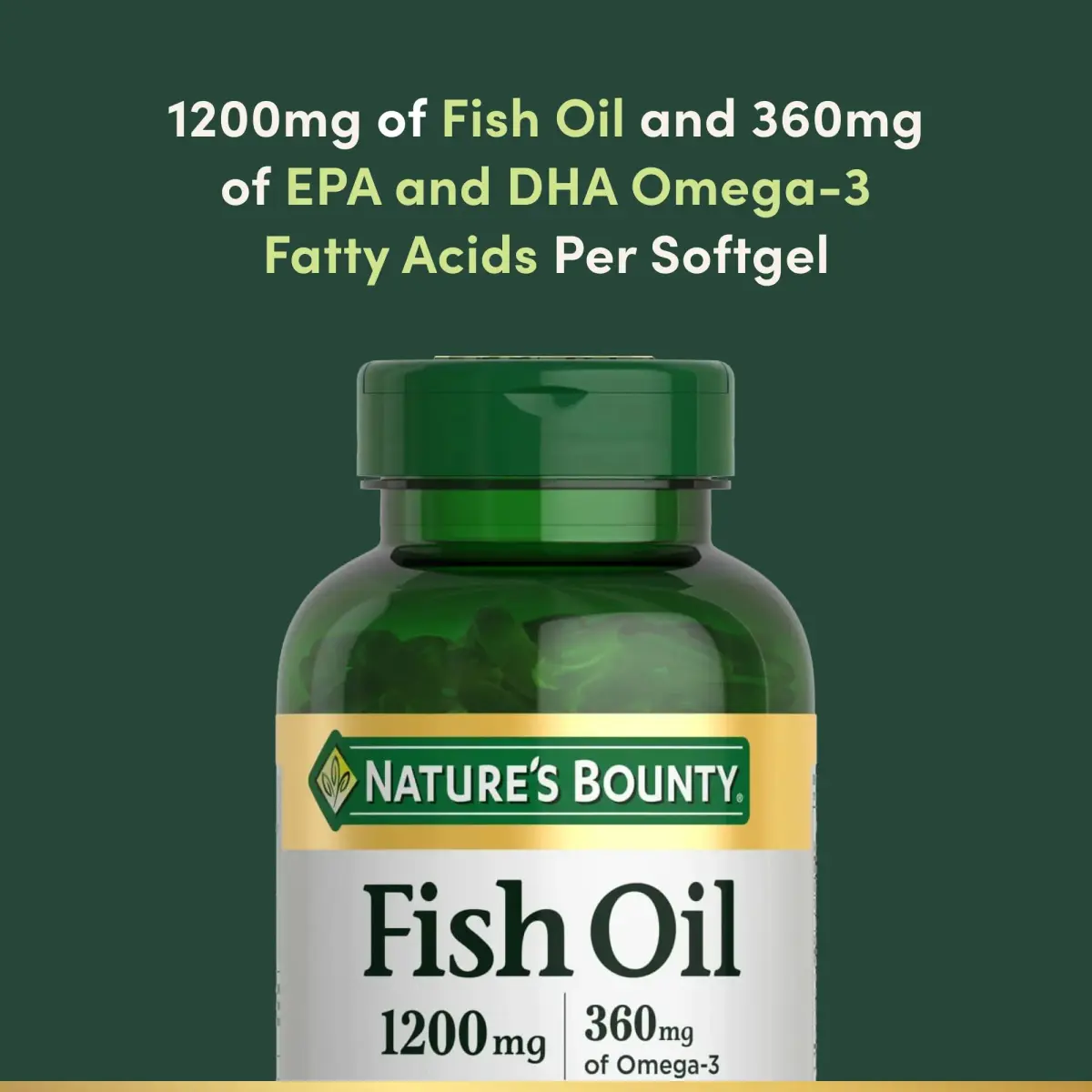 Nature's Bounty Fish Oil Omega 3 Supplements 1200 Mg (360 Mg Omega-3) 200 Softgels | Supports Heart Health - view 3