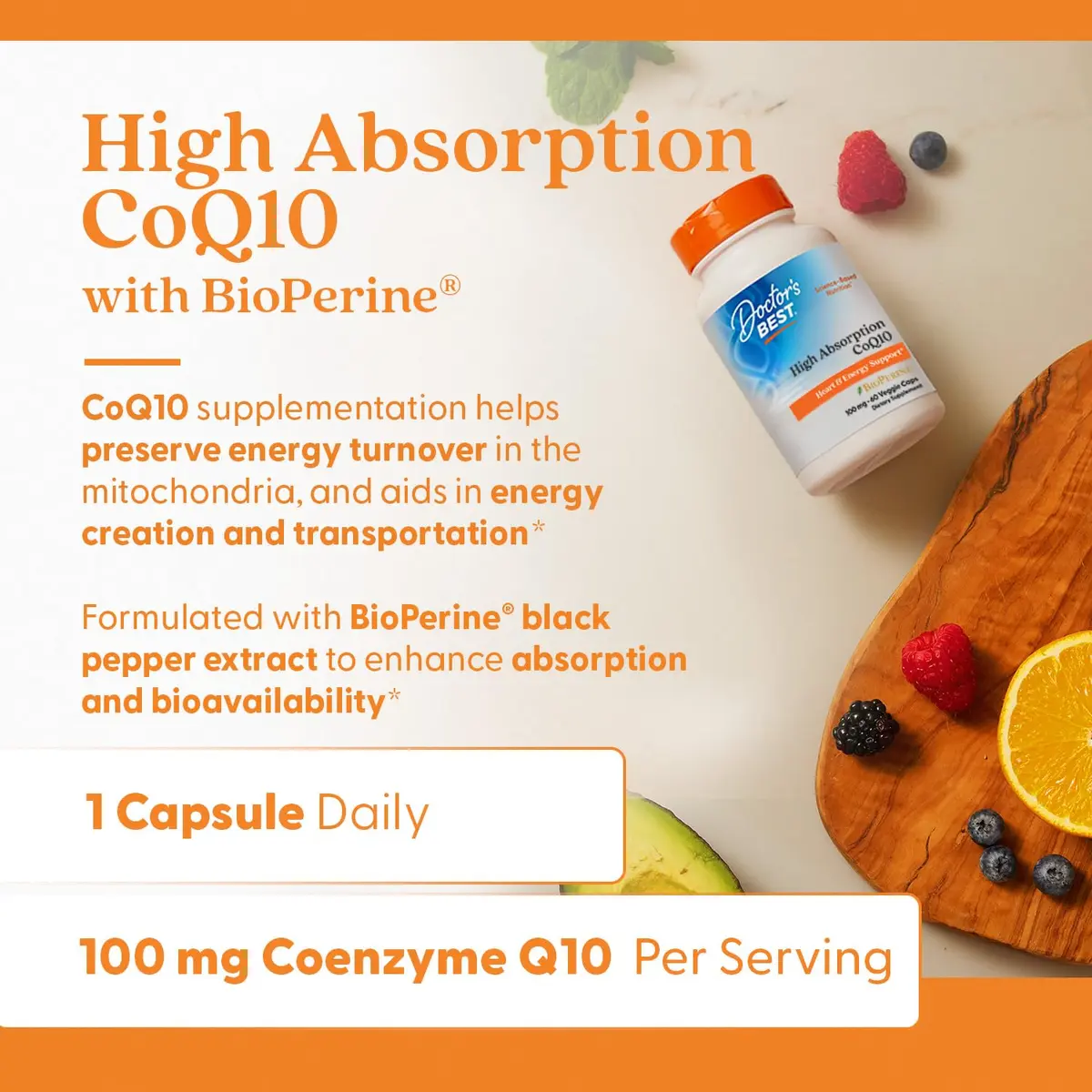 Doctor's Best High Absorption CoQ10 with BioPerine 100 mg 60 Veggie Caps | Cellular Energy & Heart Health Support - view 4