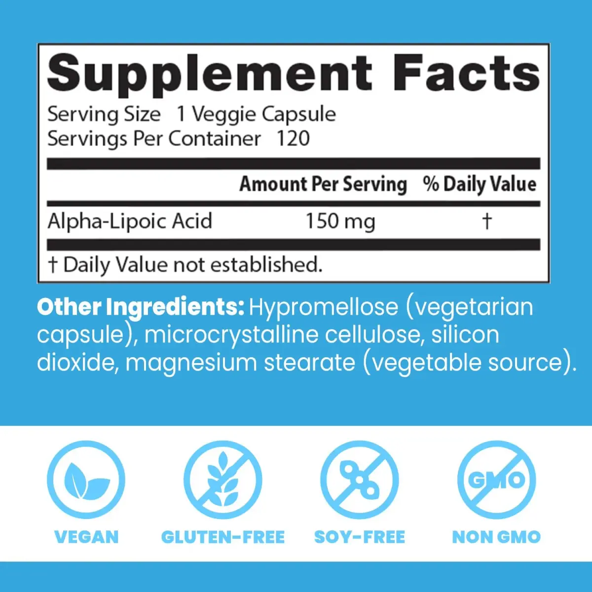Doctor's Best Alpha Lipoic Acid Supplement 150mg, 120 Veggie Caps | Antioxidant Support for Cellular Function - view 3