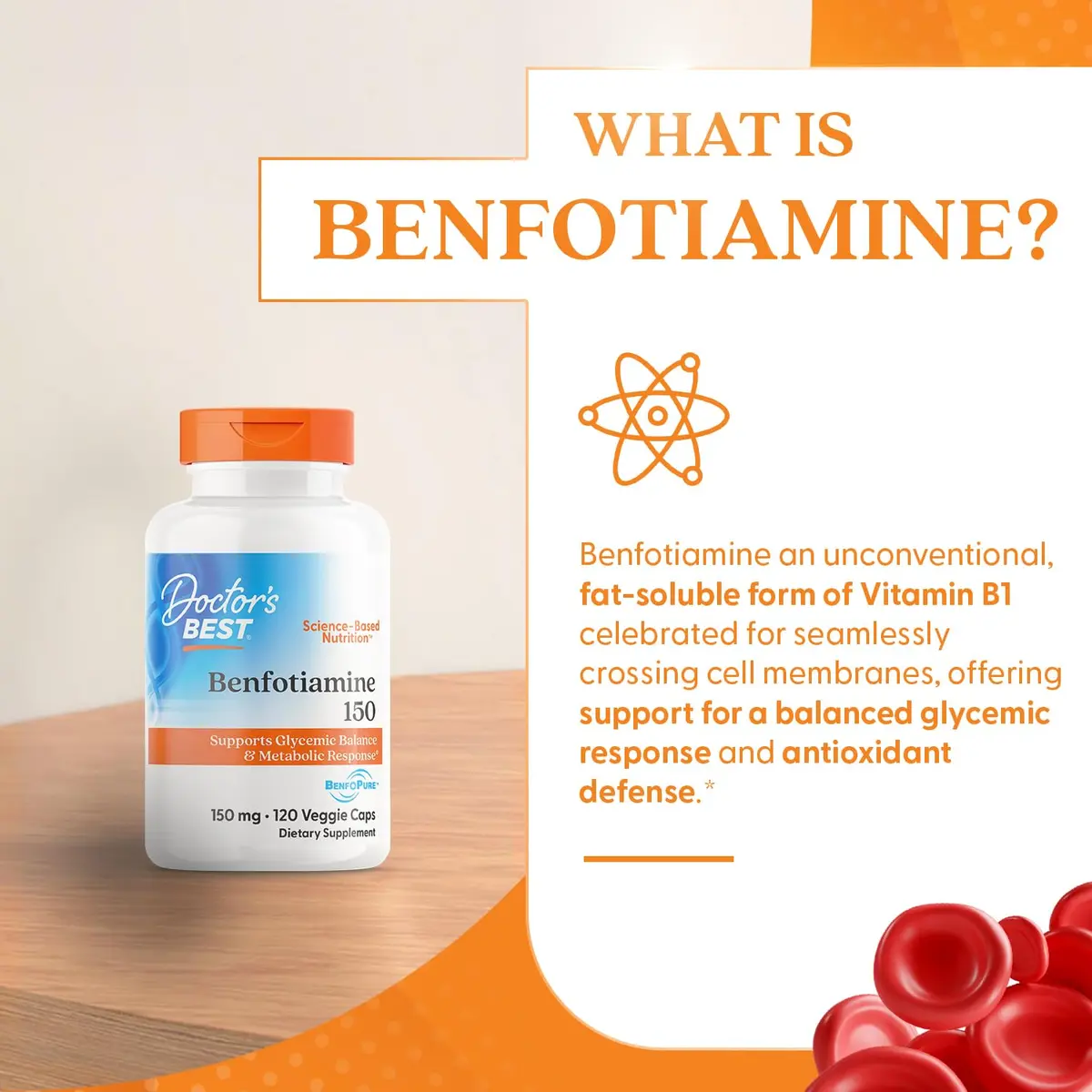 Doctor's Best Benfotiamine 150mg Supplement | Non GMO, Vegan, 120 Veggie Caps - view 6