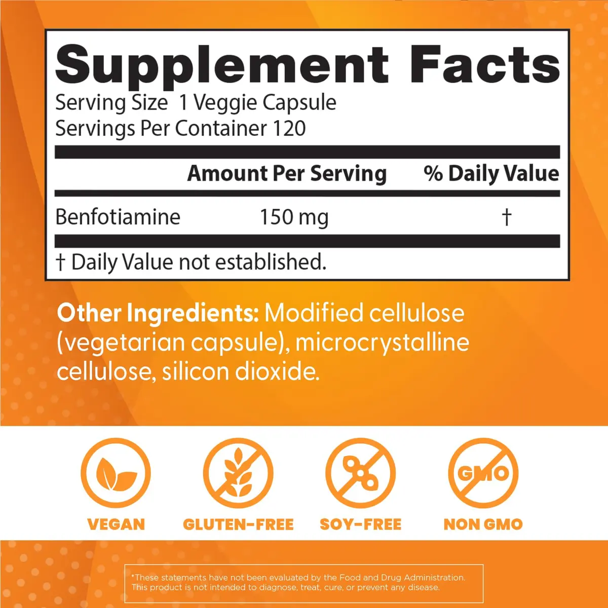 Doctor's Best Benfotiamine 150mg Supplement | Non GMO, Vegan, 120 Veggie Caps - view 2