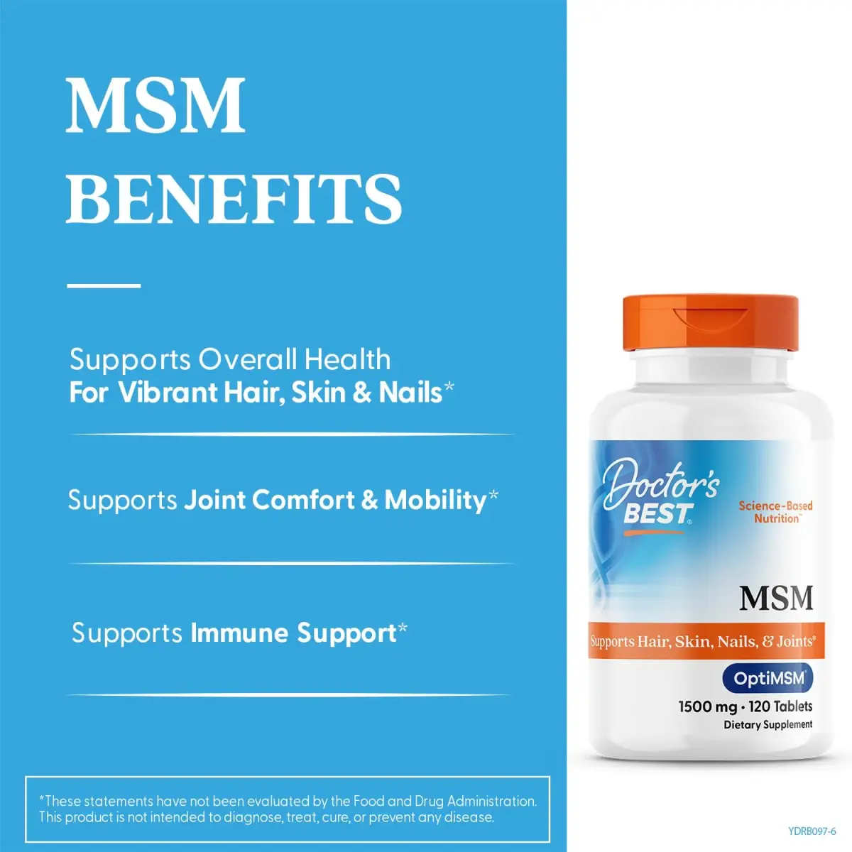 Doctor's Best MSM Tablets 1500mg | Supports Hair, Skin, Nails, Joint Health & Mobility (120 Count) - view 2