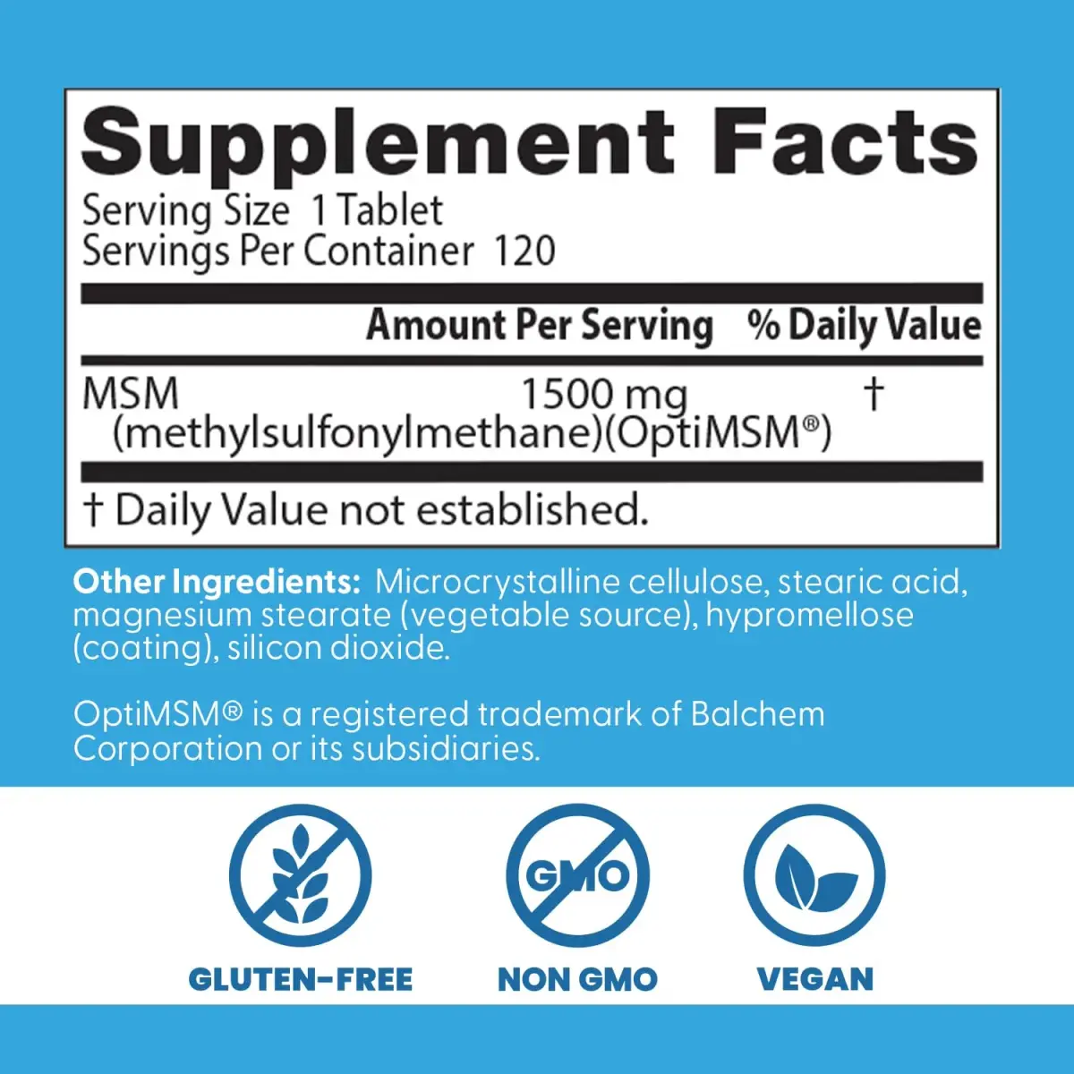 Doctor's Best MSM Tablets 1500mg | Supports Hair, Skin, Nails, Joint Health & Mobility (120 Count) - view 3