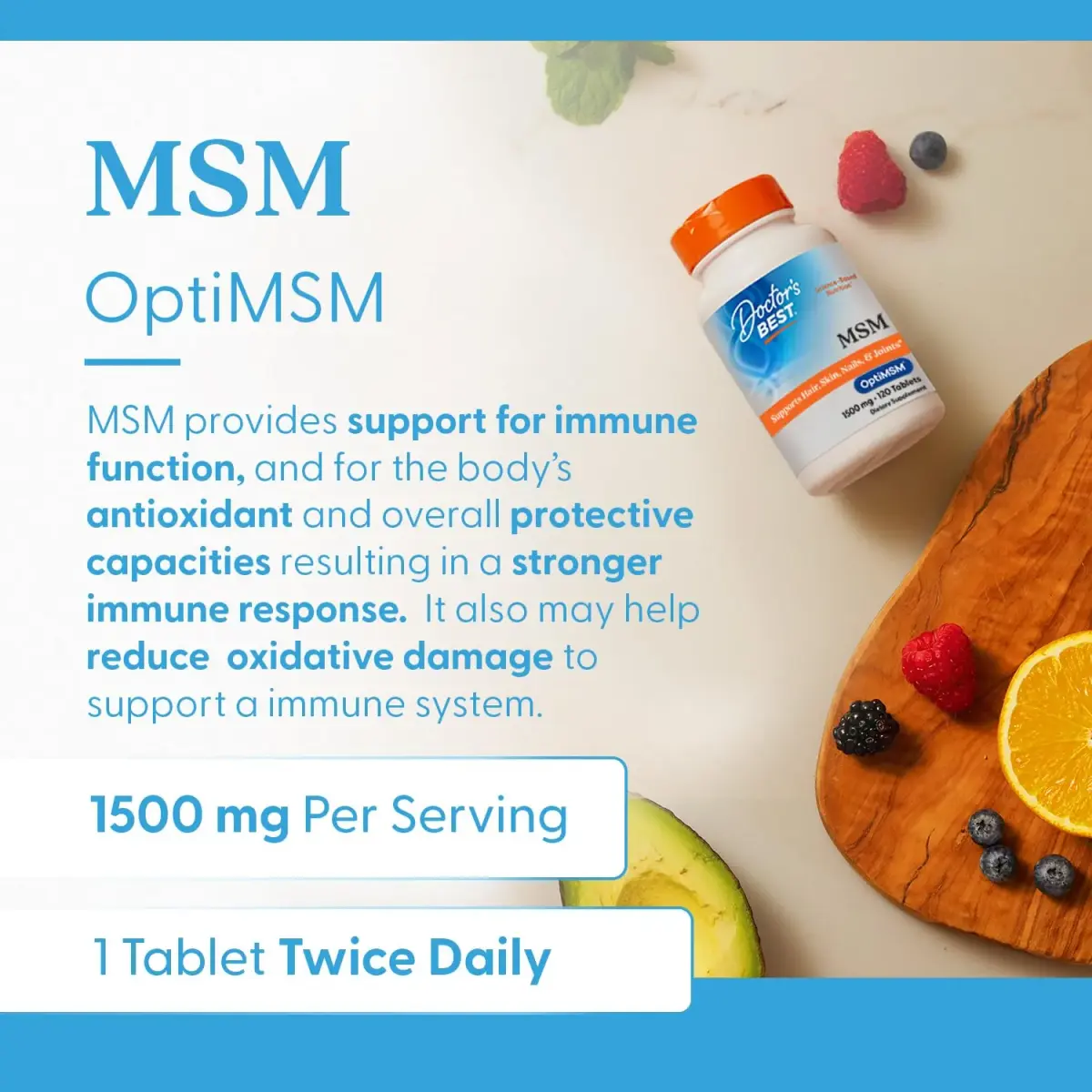 Doctor's Best MSM Tablets 1500mg | Supports Hair, Skin, Nails, Joint Health & Mobility (120 Count) - view 4