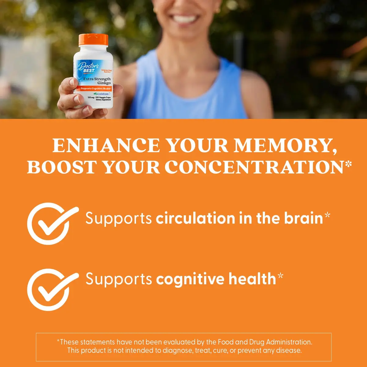 Doctor's BEST Extra Strength Ginkgo Biloba Capsules 120 mg | Brain & Memory Support, Vegan, Gluten-Free - view 3