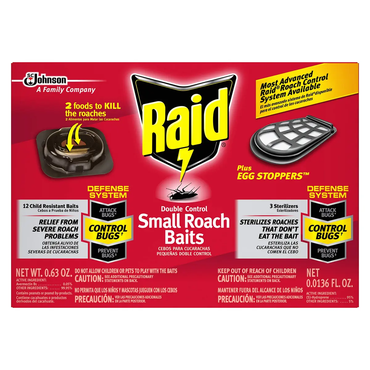 Raid Double Control Small Roach Baits Plus Egg Stopper 12 Count | Effective Roach Relief in India - main product image