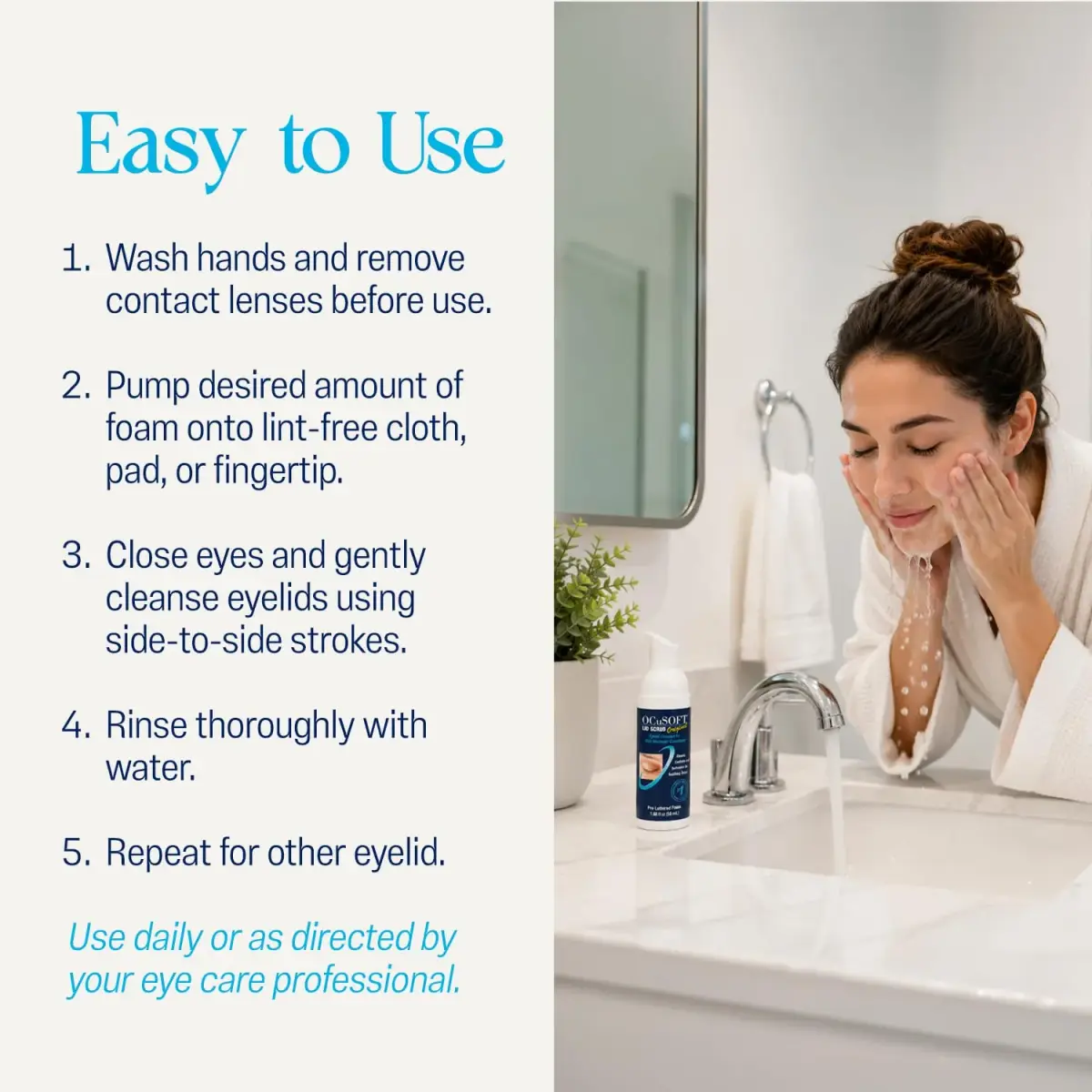 OCuSOFT Original Foaming Eyelid Cleanser 50ml (1.68 Fl Oz) | Gentle Daily Hygiene for Eyes & Lids - view 4