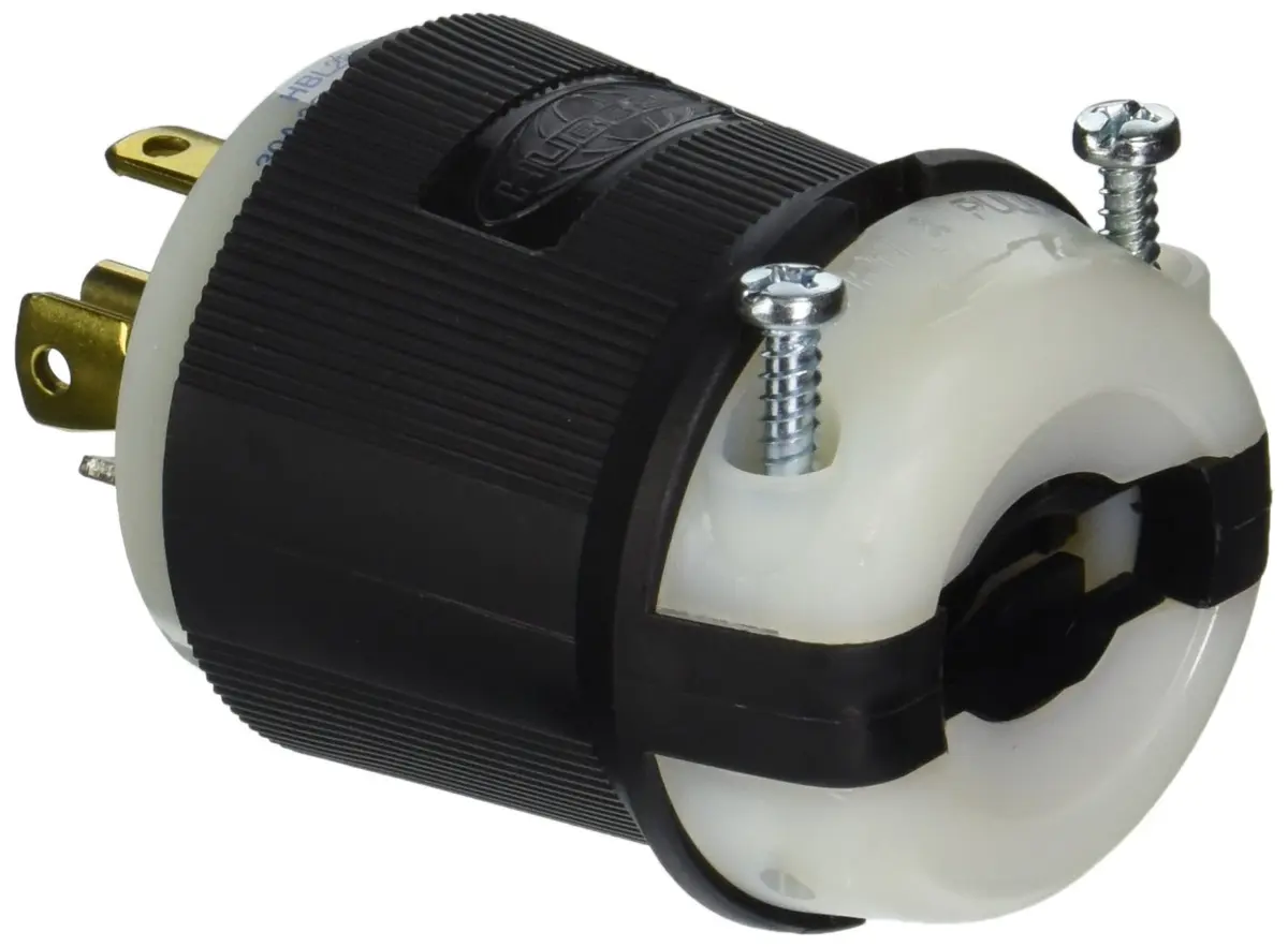 Hubbell L21-30P 30A 120/208V AC 4-Pole 5-Wire Twist-Lock Industrial Male Plug | Black/White Nylon - view 2