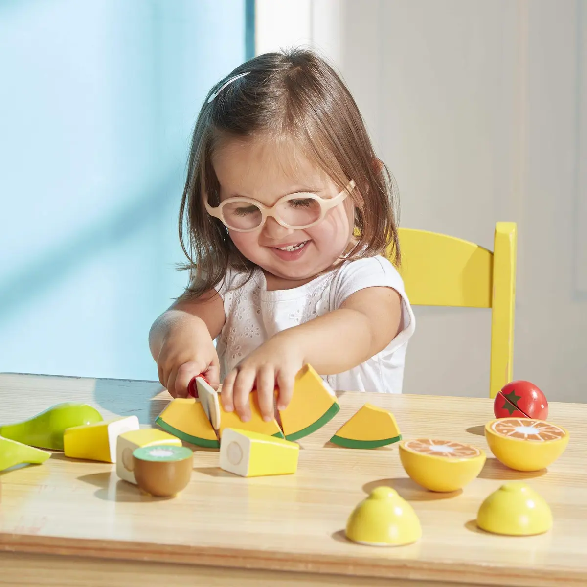 Melissa & Doug Wooden Cutting Fruit Toy Food Set with Knife & Storage Crate | Preschool Learning Toys for Girls & Boys 3+ - view 2