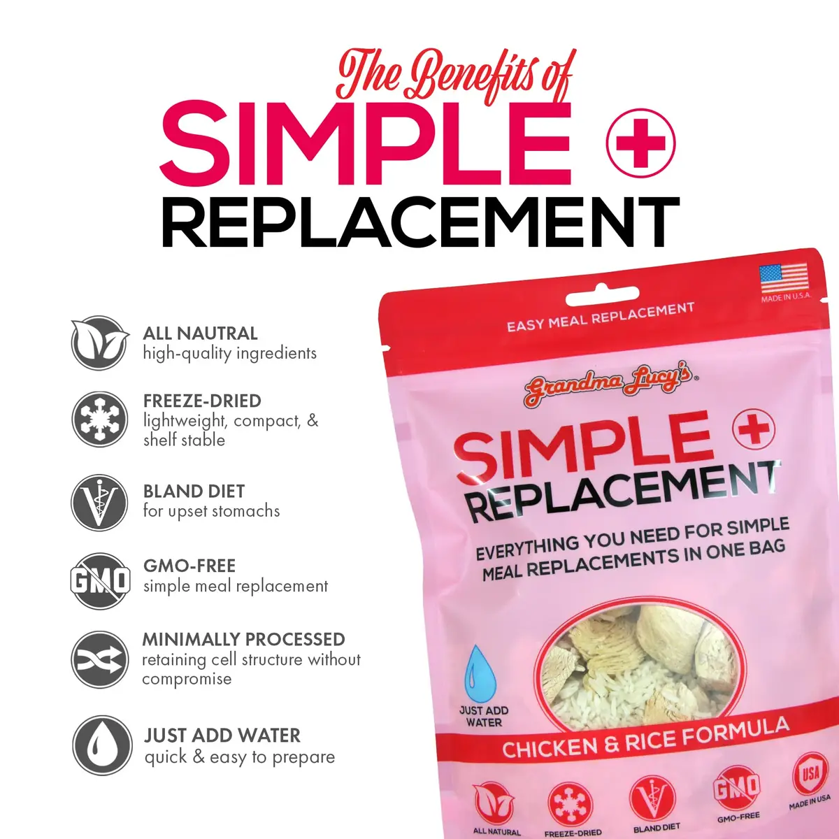 Grandma Lucy's Chicken & White Rice Freeze-Dried Dog Food 7Oz | Simple, Gmo-Free & Grain-Free - view 2