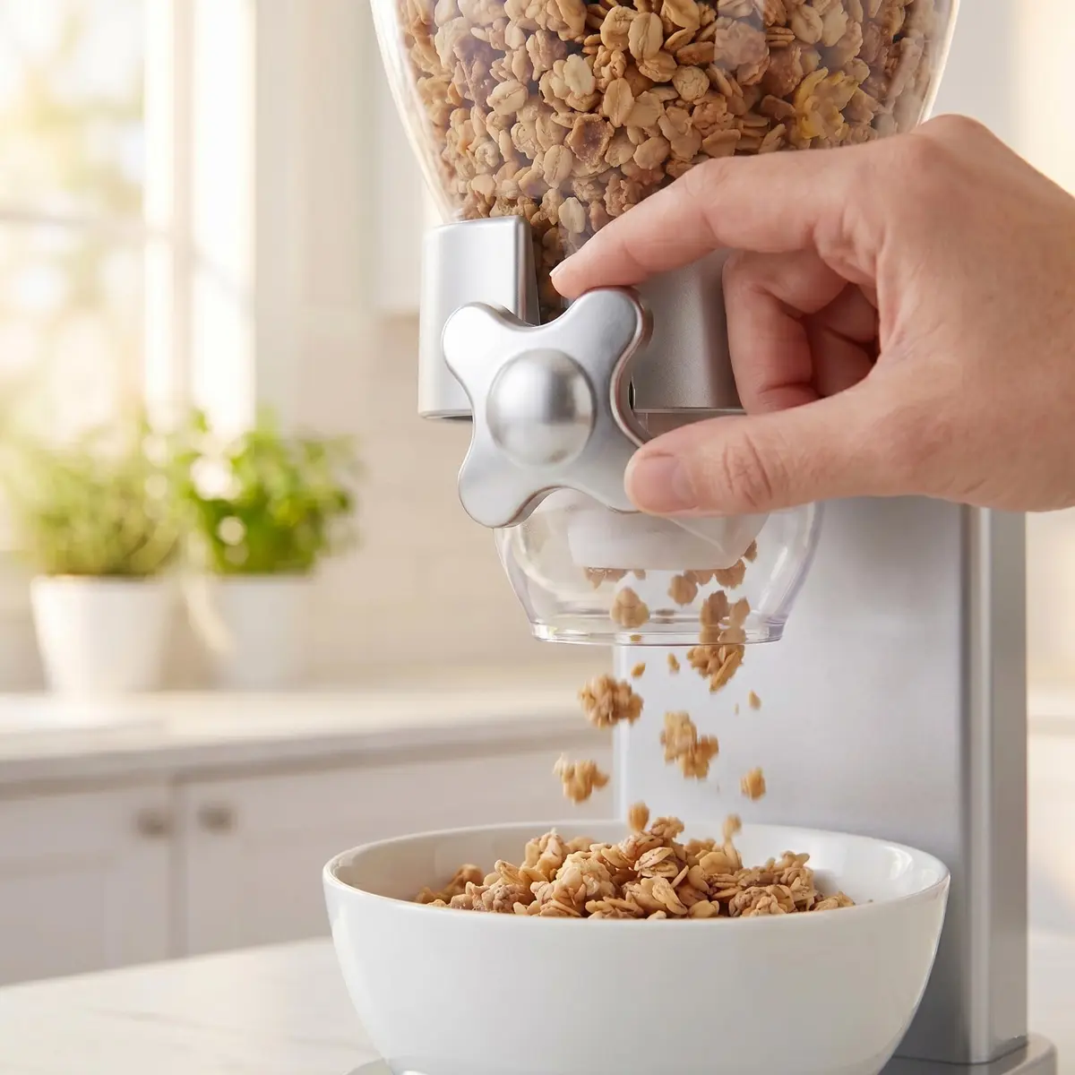 Honey-Can-Do Zevro Indispensable Single Dry Food Dispenser Silver 473ml (17.5 oz) | Portion Control for Cereal & Dry Foods - view 5