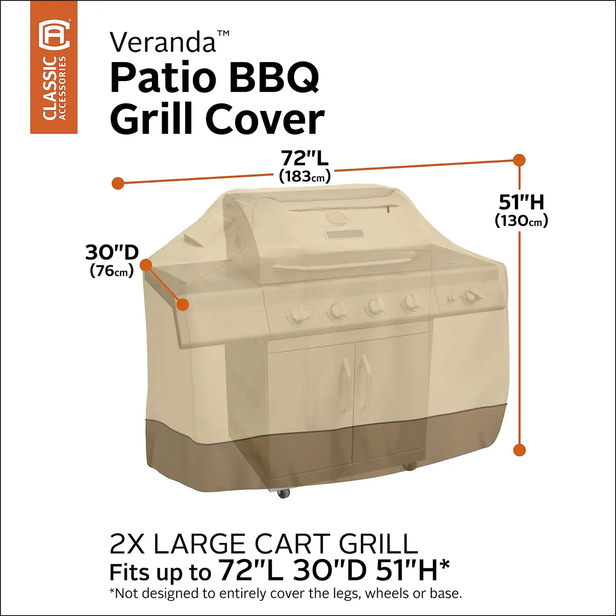 Classic Accessories Veranda Water-Resistant 72" BBQ Grill Cover | Heavy Duty Water-Resistant Fabric - view 3