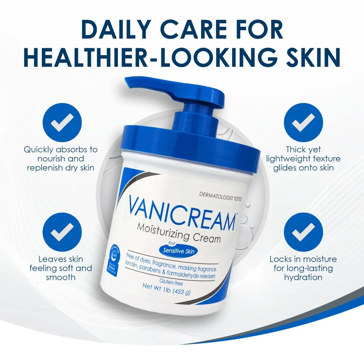 Vanicream Moisturizing Cream with Pump Dispenser 473ml (16 Oz) | Gentle Hydration for Sensitive Skin - view 7