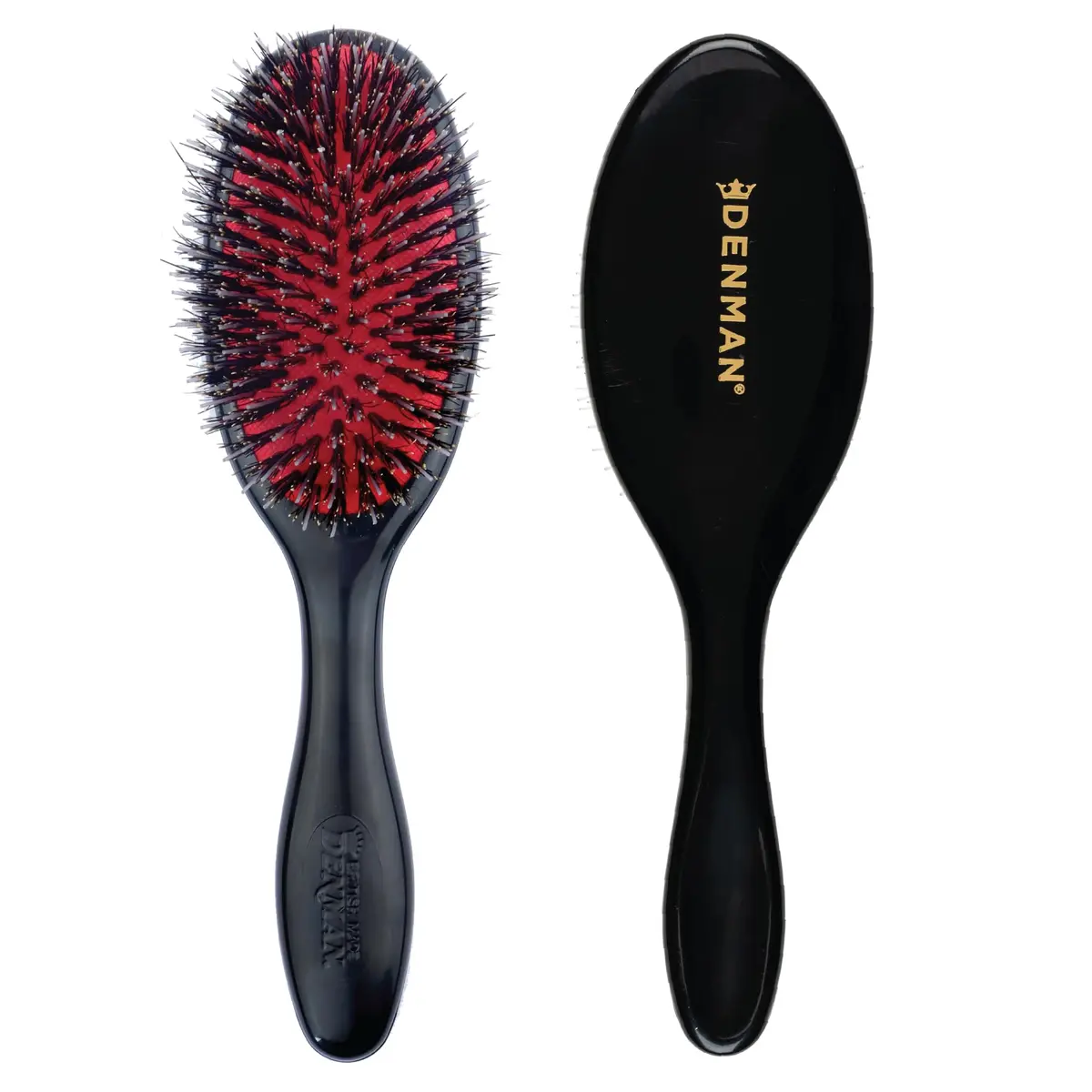 Denman D81S Cushion Hair Brush Small Black with Nylon Boar Bristles | Detangling, Smoothing, Shine - main product image