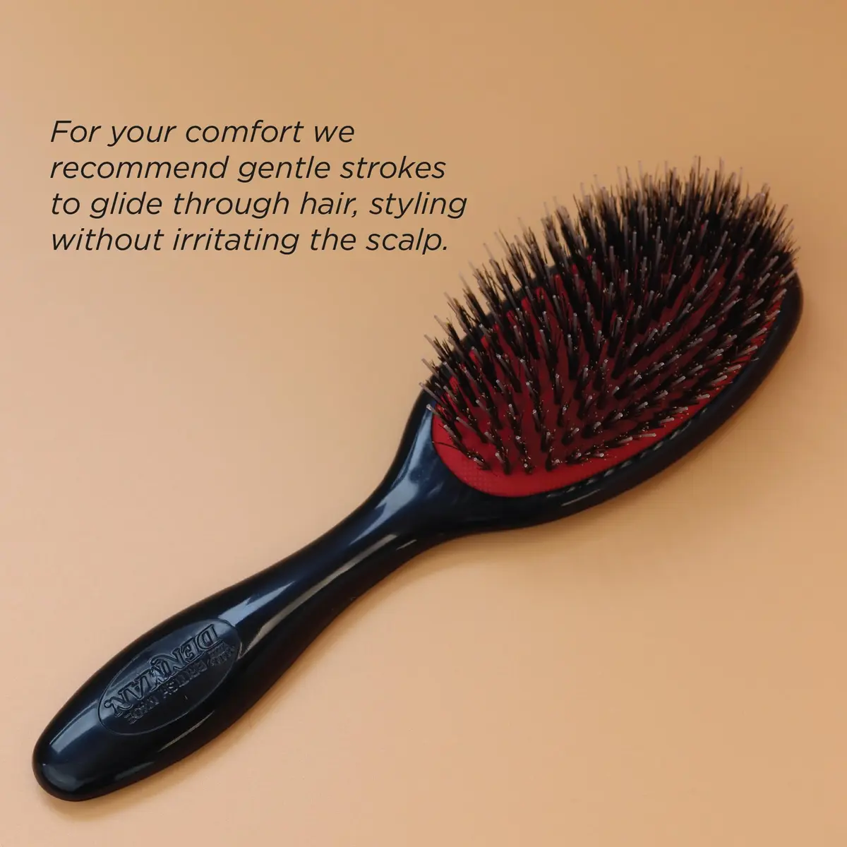 Denman D81S Cushion Hair Brush Small Black with Nylon Boar Bristles | Detangling, Smoothing, Shine - view 5