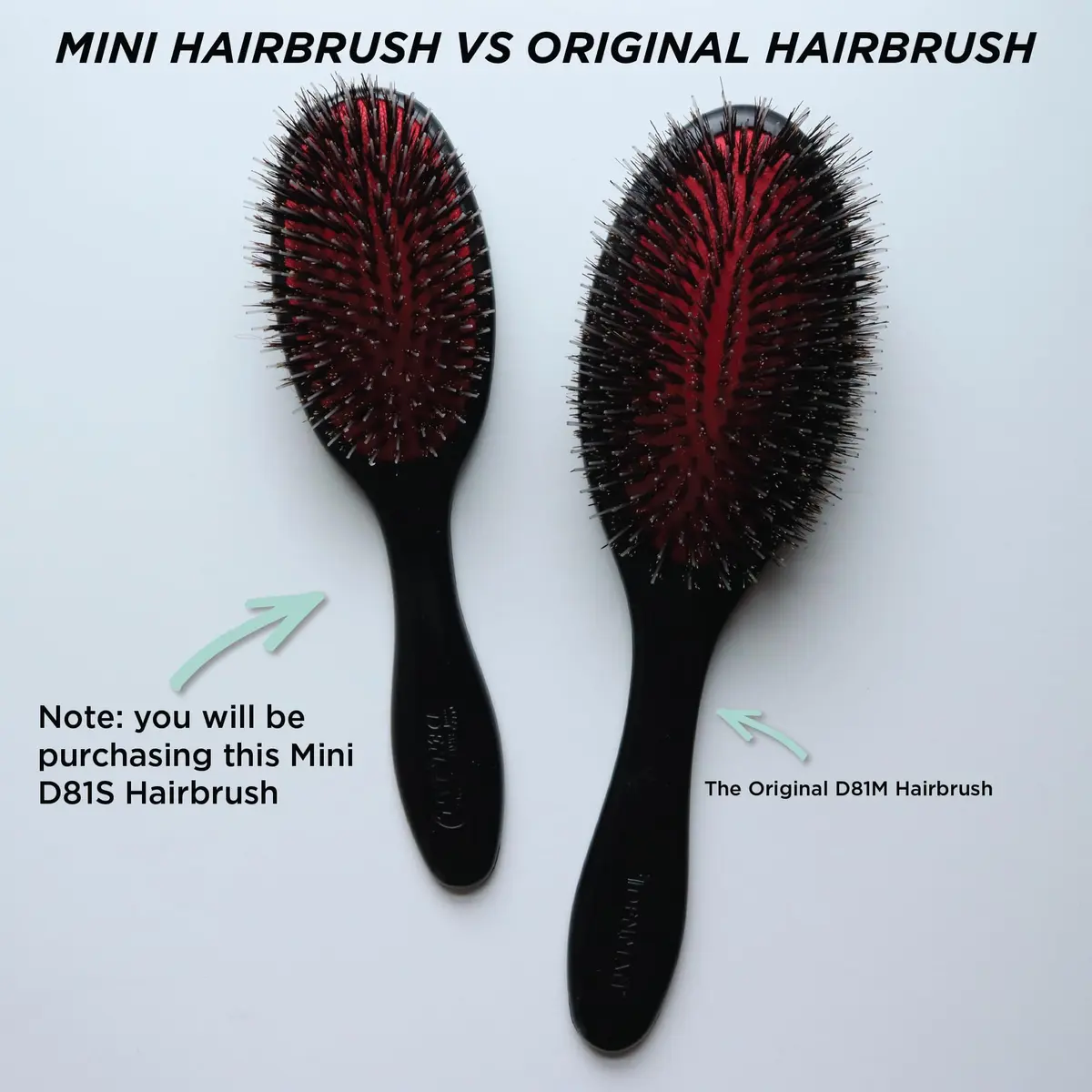 Denman D81S Cushion Hair Brush Small Black with Nylon Boar Bristles | Detangling, Smoothing, Shine - view 8