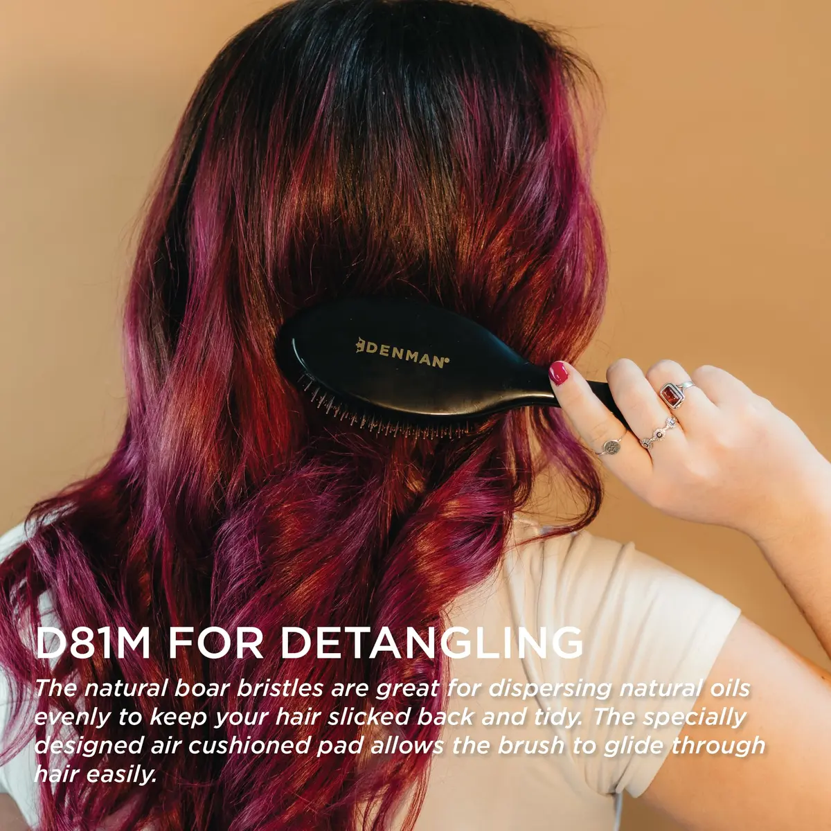 Denman Boar Bristle Hair Brush D81M – Smoothing & Shine Enhancing for Slick Back Styles, Curl Defining & Detangling - view 5