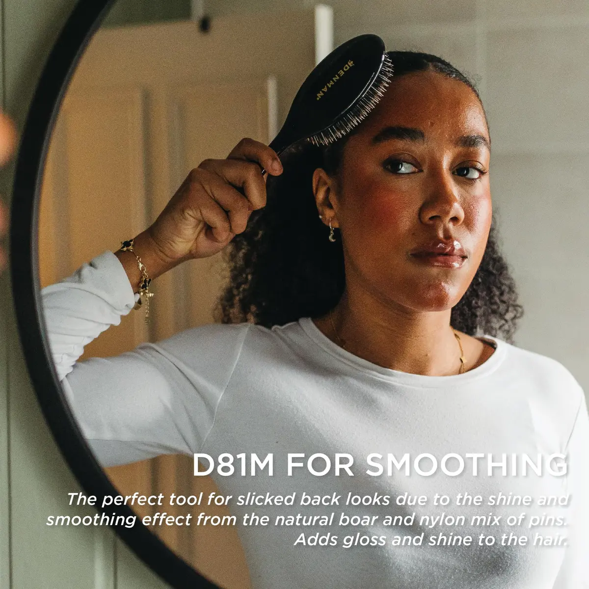 Denman Boar Bristle Hair Brush D81M – Smoothing & Shine Enhancing for Slick Back Styles, Curl Defining & Detangling - view 3