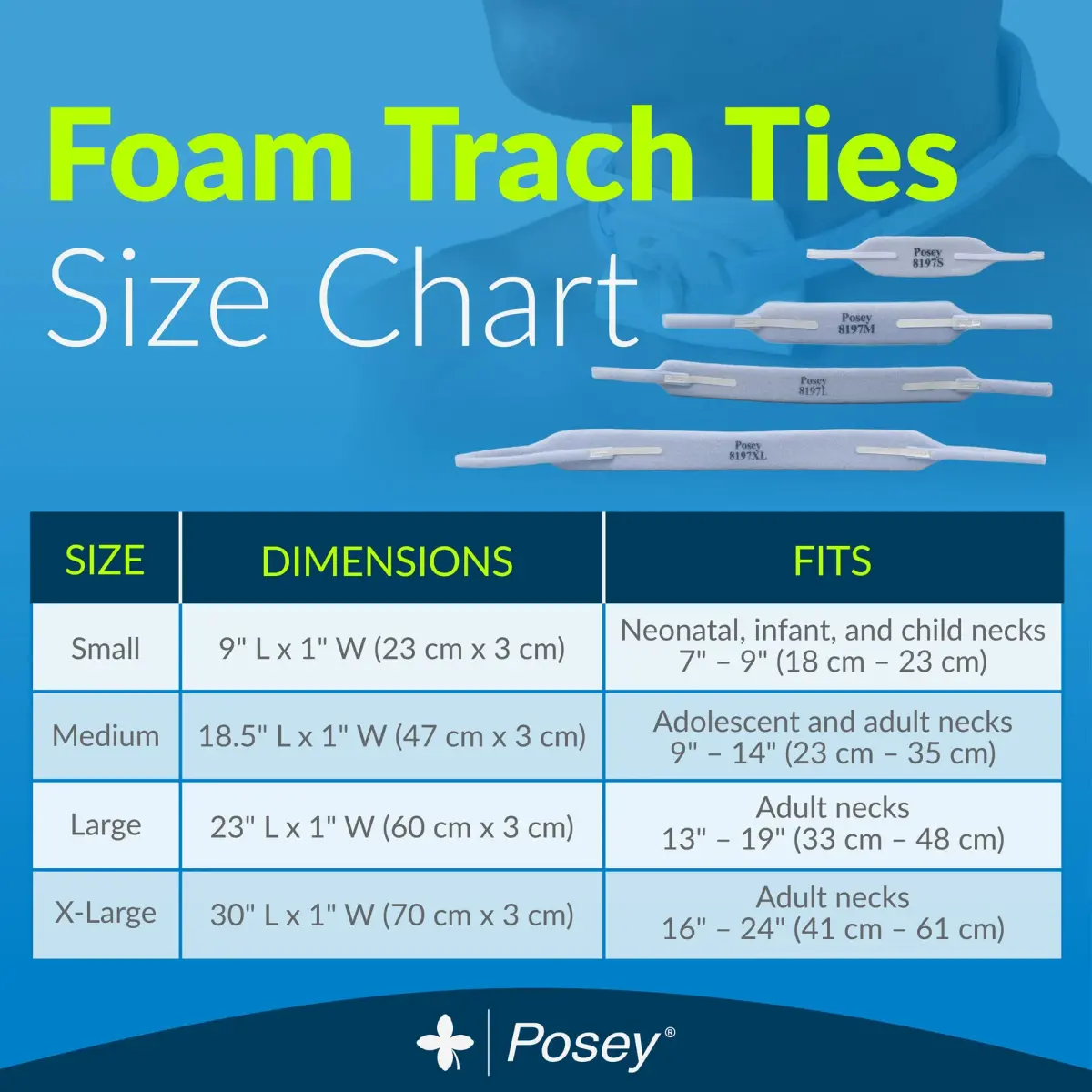 TIDI Posey Foam Trach Tie Large 60 cm (23") | Secures Tracheostomy Tube Comfortably - view 5